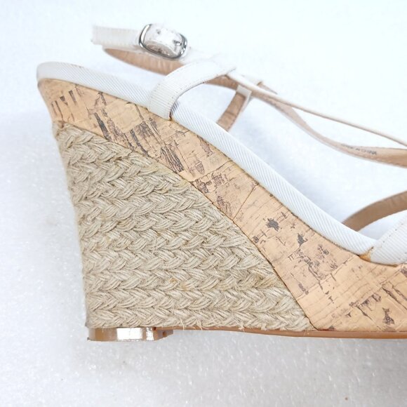 BP Stella White Strappy Cork Wedge Sandals 4.5" Platform Size 8 w/ Box VGUC - Picture 11 of 16